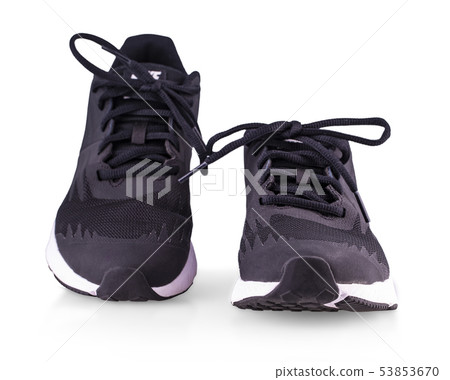 The Black sneakers running shoes isolated on white 53853670