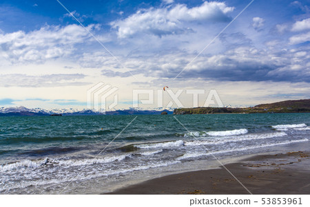 The Pacific ocean with waves and blue sky over the 53853961