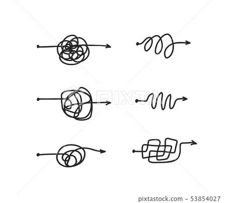 Insane messy line set, complicated clew way on white background. 53854027