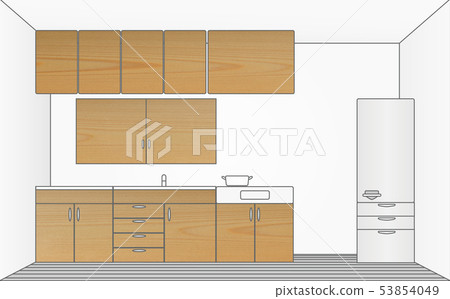 Kitchen stand wood grain 53854049