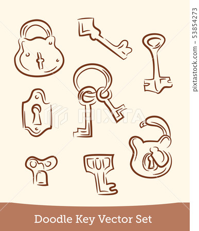 doodle keys set isolated on white background. Vector 53854273
