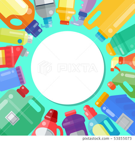 Cleaning products household bottle plastic liquid detergent product vector illustration. Housework 53855073