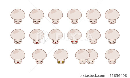 Champignon kawaii mascot. Set kawaii food faces Champignon kawaii mascot. Set kawaii food faces 53856498
