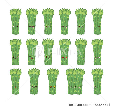 Asparagus cute kawaii mascot. Kawaii food faces Asparagus cute kawaii mascot. Kawaii food faces 53856541