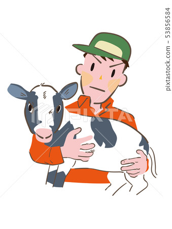 在母牛農廠例證的年輕工人例證 53856584