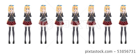 Anime manga student girl in blazer and red skirt 53856731