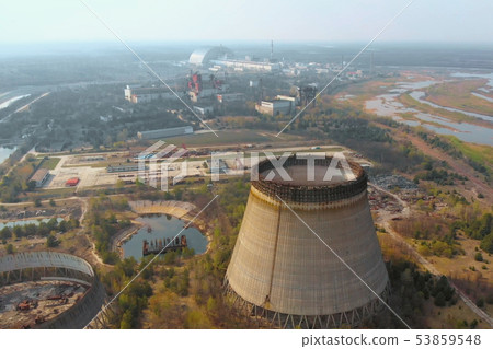 Chernobyl nuclear power plant, Ukrine. Aerial view 53859548
