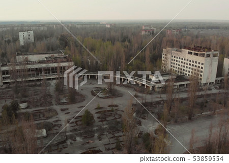 Main square of the abandoned city Pripyat 53859554