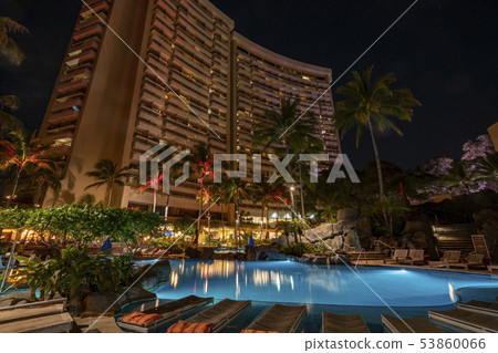 Sheraton Waikiki's pool at night Sheraton Waikiki's pool at night 53860066