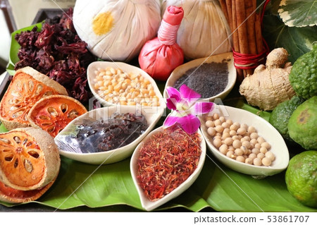 Thai spa aromatherapy massage herb 53861707