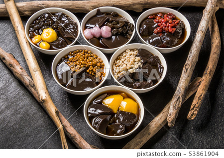 台灣草藥黑果凍甘草黑果凍台灣甜點 台灣草藥黑果凍甘草黑果凍台灣甜點 53861904