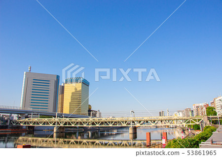 Sumida ward office seen from Asakusa Sumida ward office seen from Asakusa 53861965