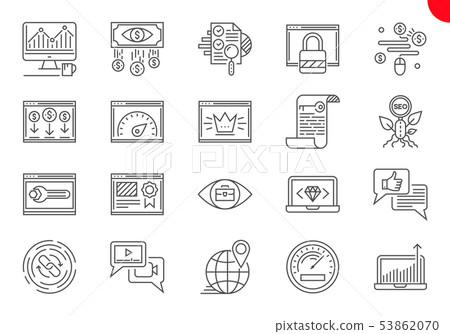 Thin Line Icons Set of Search Engine Optimization 53862070