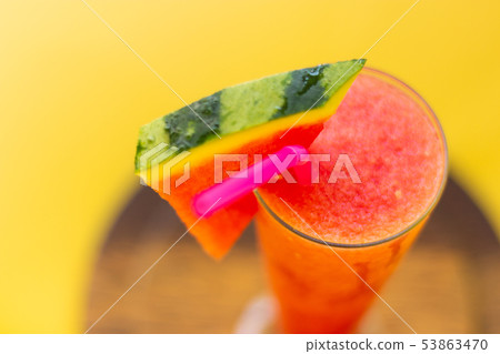 Healthy watermelon smoothie in glass Healthy watermelon smoothie in glass 53863470