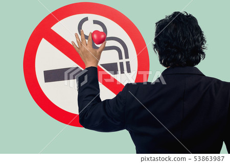 Business man show with no smoking sign ,health Business man show with no smoking sign ,health 53863987