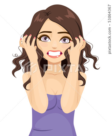 Angry stressed woman furious hysterical breakdown Angry stressed woman furious hysterical breakdown 53864367