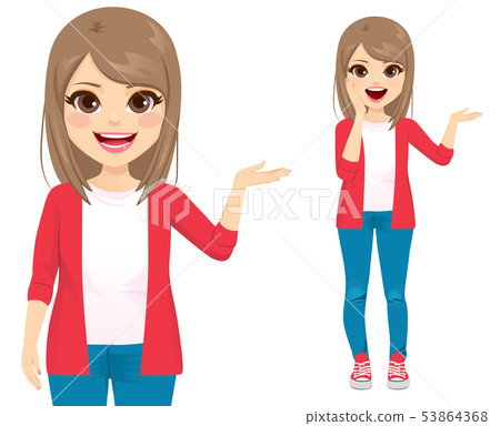 Young cute teenager girl different gestures 53864368