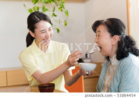 高級，護理，設施，餐 53864454