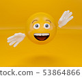 Presenting emoji on orange background, greeting emoticon 53864866