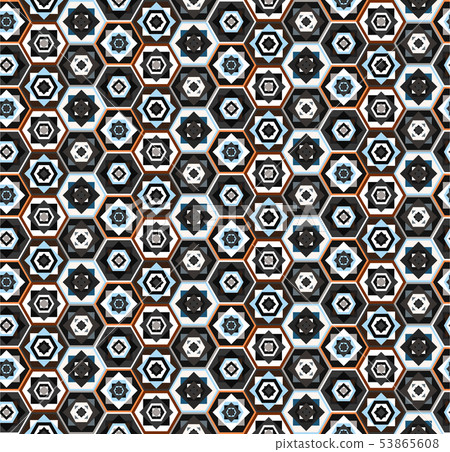 Colorful east geometric pattern with hexagons Colorful east geometric pattern with hexagons 53865608