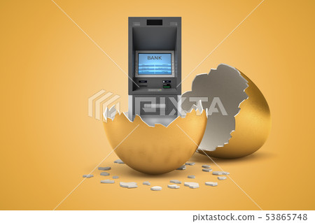 3d rendering of ATM that just hatched out from golden egg. 53865748