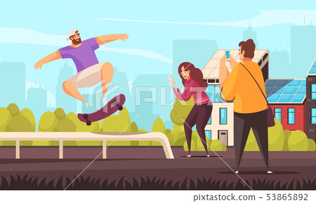 Summer Street Skateboarding Composition Summer Street Skateboarding Composition 53865892