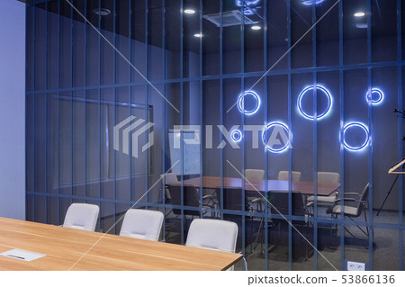 Minsk, Belarus - May 23, 2019: Interior of empty modern board room at creative office 53866136