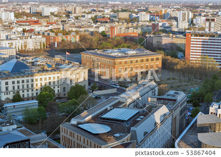 Berlin evening aerial cityscape, Germany. 53867404