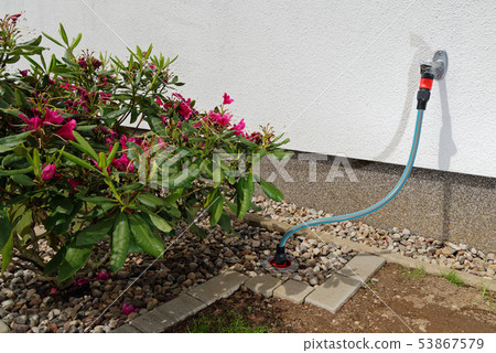 Connection box of a water pipeline in a garden 53867579