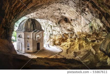 church inside cave in Italy - Marche - the temple of Valadier church near Frasassi caves in Genga church inside cave in Italy - Marche - the temple of Valadier church near Frasassi caves in Genga 53867611
