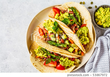 Vegan tortillas with quinoa, asparagus, beans Vegan tortillas with quinoa, asparagus, beans 53867972