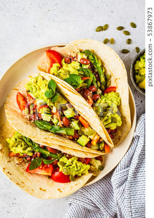 Vegan tortillas with quinoa, asparagus, beans Vegan tortillas with quinoa, asparagus, beans 53867973