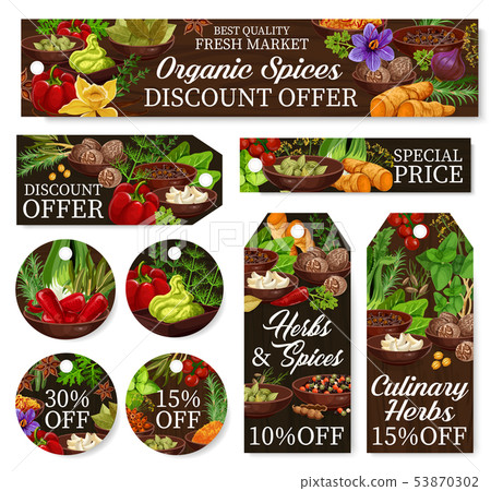 Herbs and spices farm store, shop discount tags Herbs and spices farm store, shop discount tags 53870302