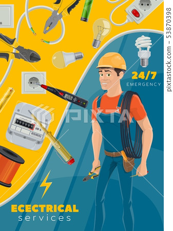 Electricity repair, electrician service tools Electricity repair, electrician service tools 53870398