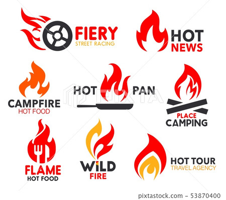 Corporate identity fire flame, spicy burn icons 53870400