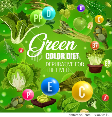 Green color food, healthy vegetables detox diet 53870419
