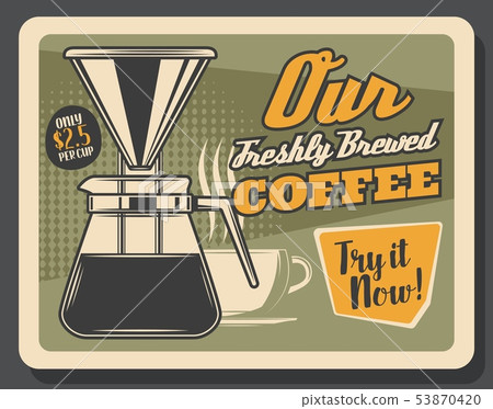 Coffee maker and cup, cafe price menu 53870420