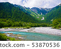 Yodogawa and Hotaka mountain range in summer 53870536