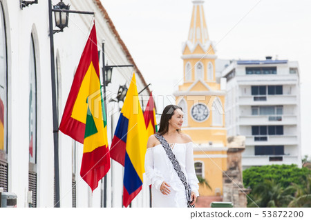 Woman walking around Cartagena de Indias Woman walking around Cartagena de Indias 53872200