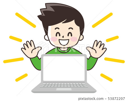 一台筆記本電腦和一名年輕男子 53872207