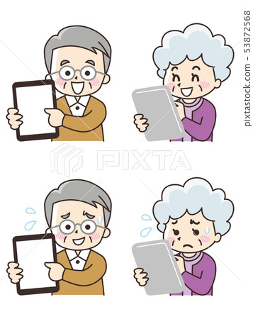 老年人使用平板電腦 53872568