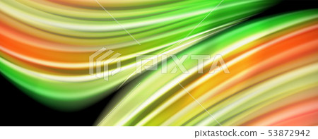 Modern rainbow liquid color flow colorful poster. Wave Liquid shape in black color background Modern rainbow liquid color flow colorful poster. Wave Liquid shape in black color background 53872942