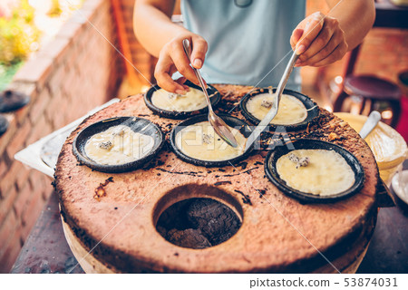 Vietnamese small rice pancake - Traditional food at the middle of Vietnam Vietnamese small rice pancake - Traditional food at the middle of Vietnam 53874031