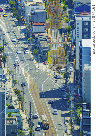 大阪城市景觀漢坎火車 53874161