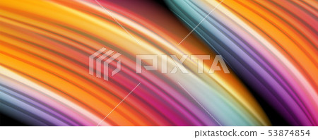 Abstract wave lines fluid rainbow style color stripes on black background. Artistic illustration for 53874854