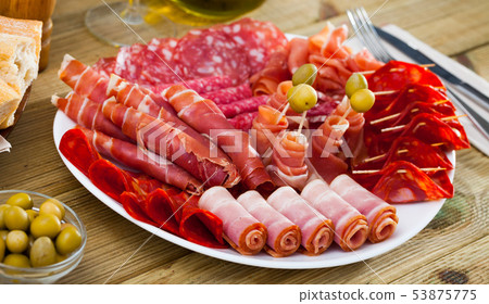Assorted different types of spanish sausages Assorted different types of spanish sausages 53875775