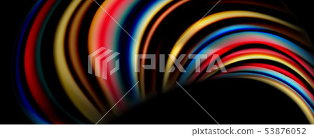 Fluid color swirls on black. Modern background with trendy design 53876052