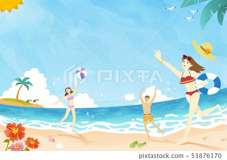 Summer time playing at the beach Summer time playing at the beach 53876170