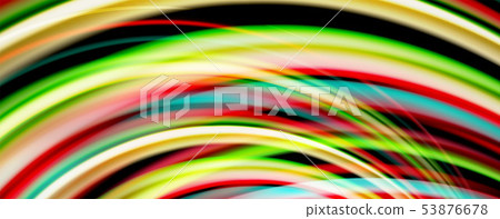 Fluid color rainbow style wave abstract background, techno modern design on black 53876678