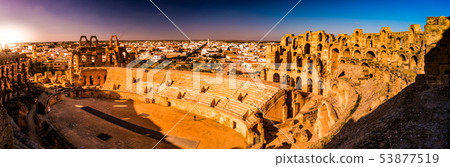 The beautiful amphitheatre in El Djem reminds the 53877519